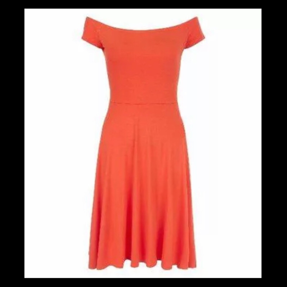 New Look Red/Orange Bardot Neck Skater Dress